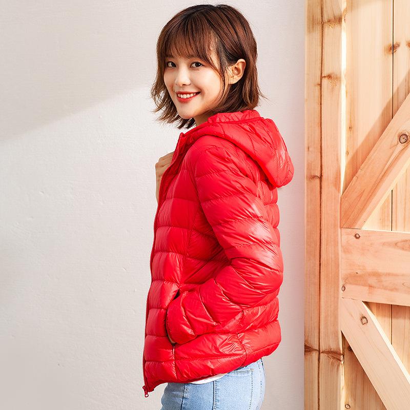 New Light and Thin Down Jacket Women's Short Hooded Stand-up Collar Light and Slim Outdoor Thin Large Size Women's Jacket