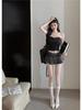 Gray Low Waist A-Line Pleated Midi Skirt for Women, Korean Style 2025 Summer Fashion, Versatile and Slimming Mini Skirt.