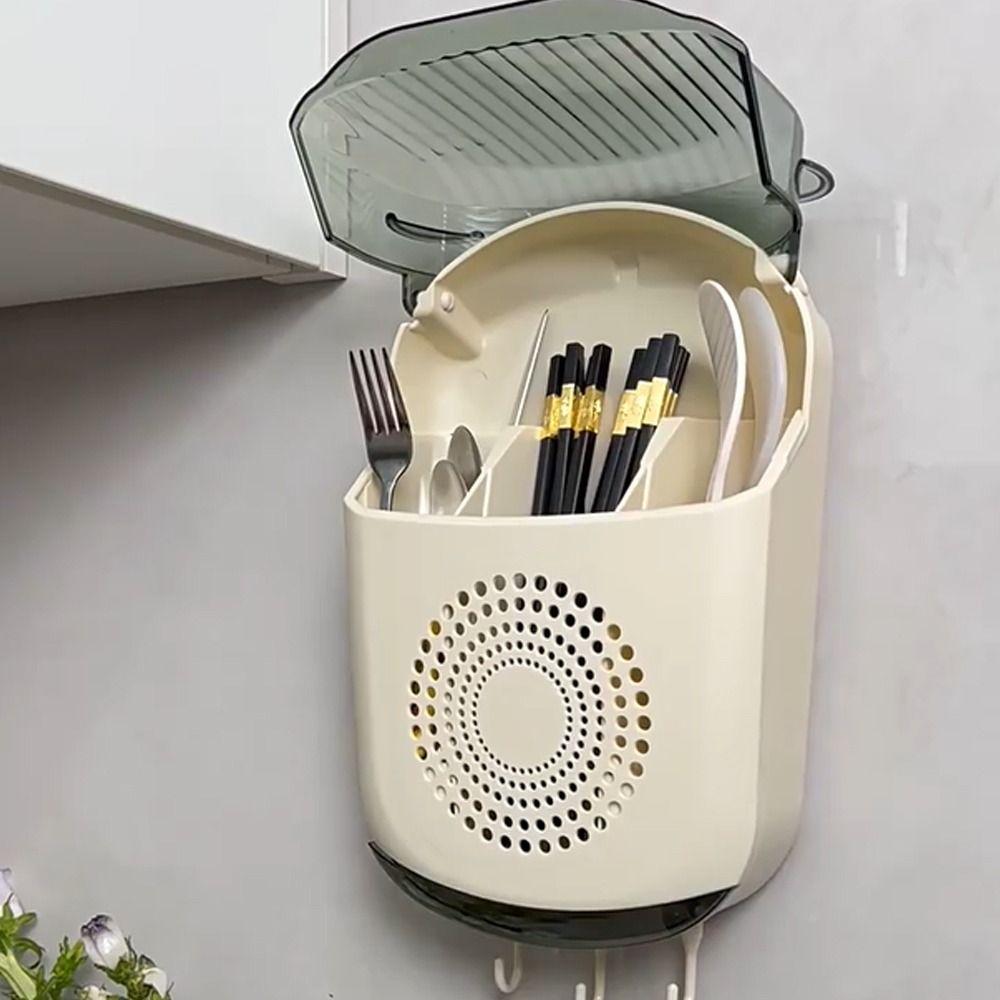 with Lid Wall-Mounted Chopstick Holder Dustproof Cutlery Storage Box  Kitchen Supplies