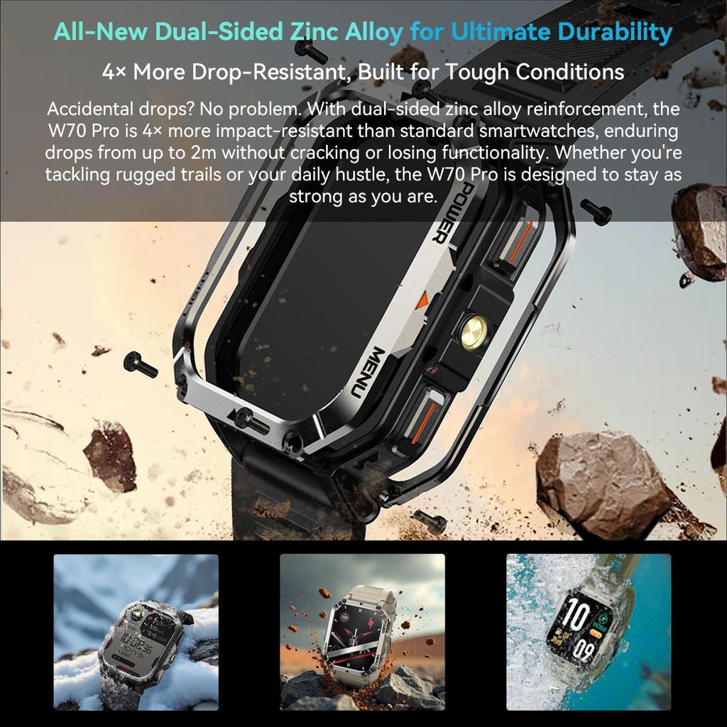 Blackview W70Pro Smart Watch, 2.01" HD Screen, 900mAh Battery, 120+ Sports Modes, IP68 Waterproof