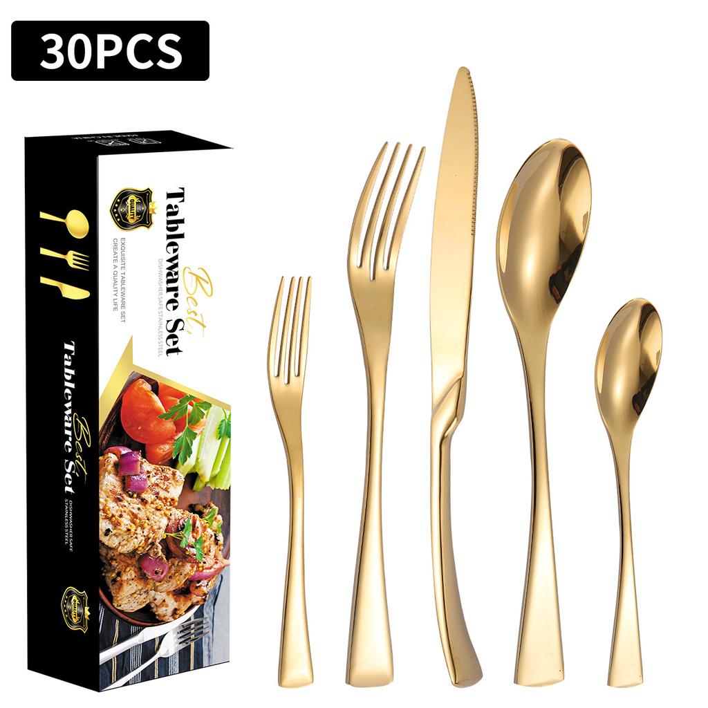 Stainless Steel Tableware Suit Ka Ya Steak Knife, Fork and Spoon Four-Piece Set 4-Person 6-Person Tableware
