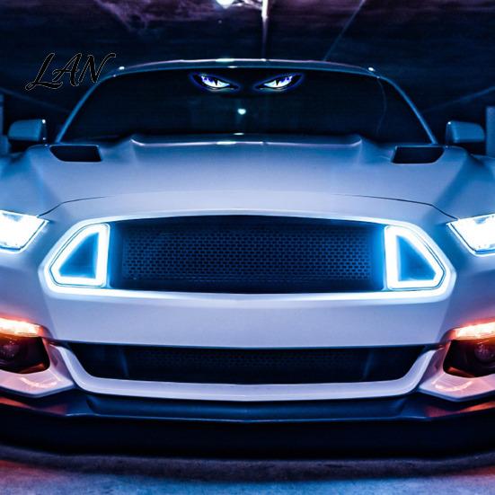 Solar Car Led Light Strip Devil Eyes for Windshield, Window Warning Sign with Three Smart Modes, Universal Lighting Kit LED Digital Panel, Suction Cup