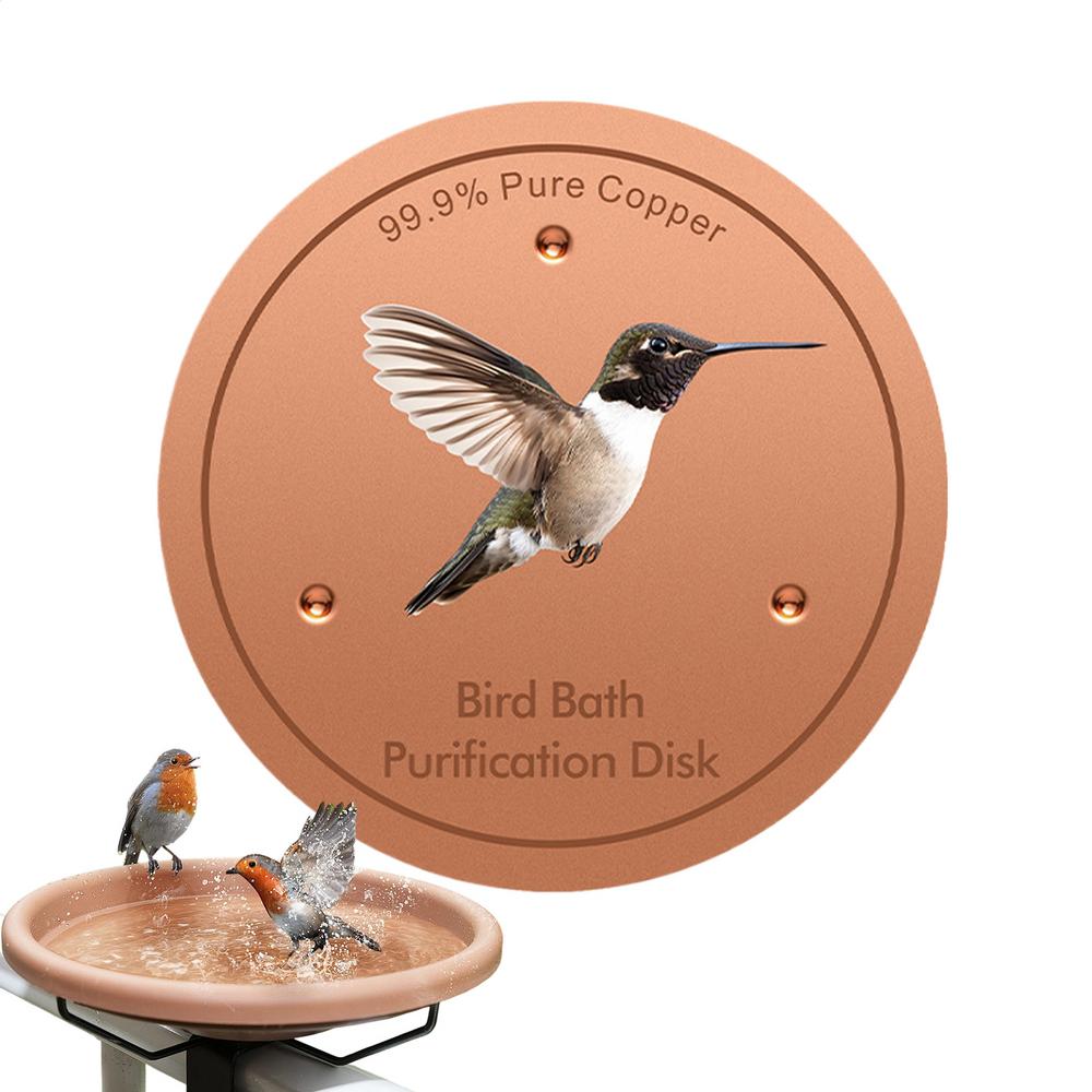 Copper Disc For Bird Bath 4 Inch With Triple-Point Support Copper Bird Bath Purification Disk For Outdoor Garden Backyard Pond