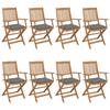 Folding Garden Chairs Set of 8 with Cushions Acacia Wood