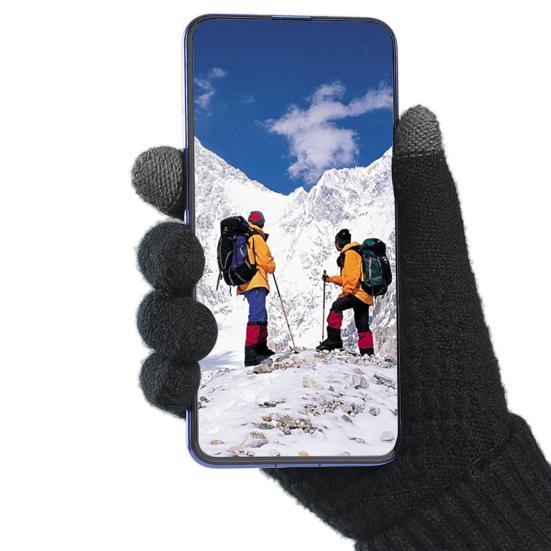 1 Pair Women Men Autumn Winter Knitting Gloves Solid Color Thickened Ribbed Cuffs Ridding Gloves Touch Screen Windproof Gloves