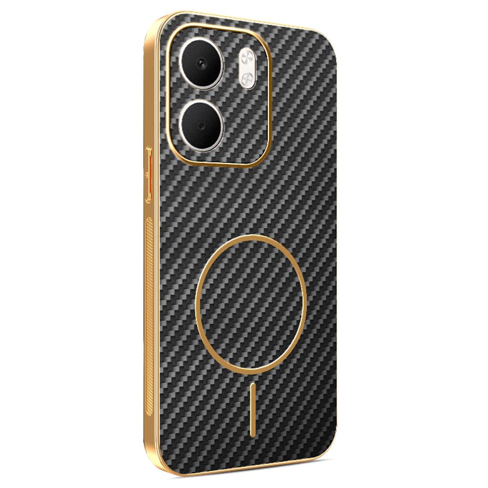 Für Oppo A5x 4G/A5x 5G Handyhülle Carbonfaser-texturiert Galvanisierte TPU-Rückabdeckung