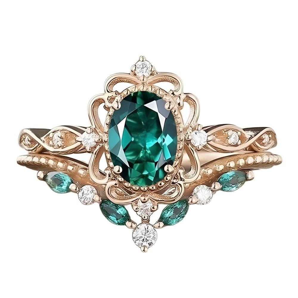 Jewelry Accessories Rhinestone Rings Green Crystal Rings New Zircon Rings Women