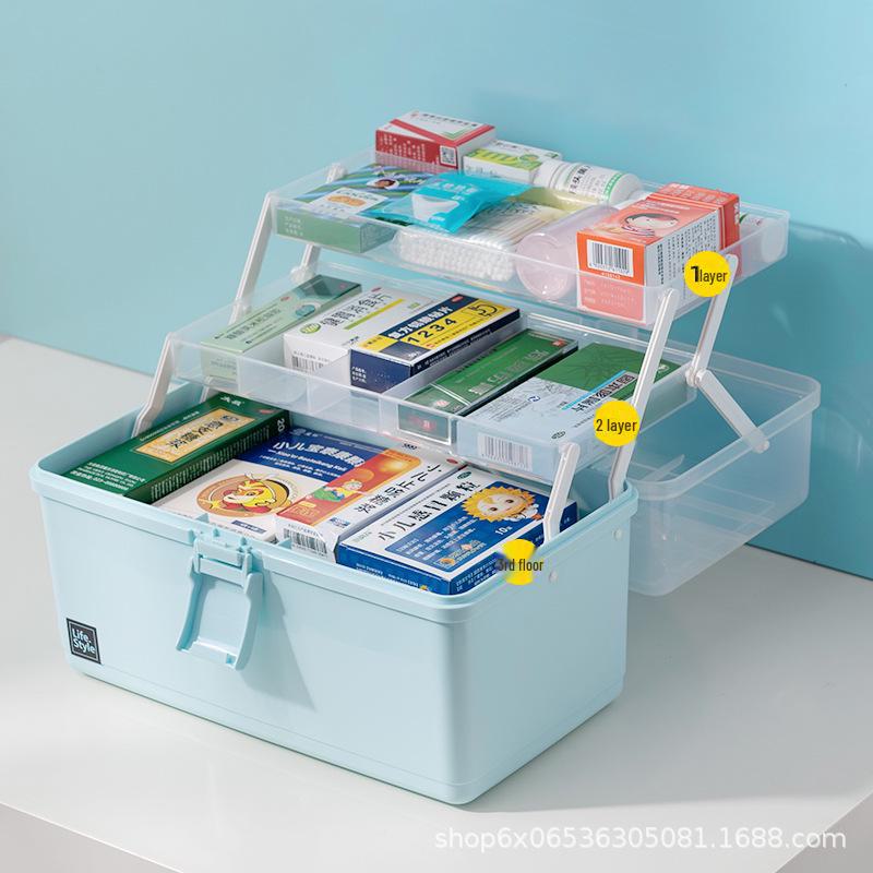 Mehrschichtige tragbare Kunststoff-Medizinaufbewahrungsbox für Haushalt und Werkzeuge