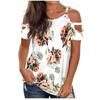 Women's  Hollow Out Solid Printing Casual Short SleeveT-shirt  Tops Blouse