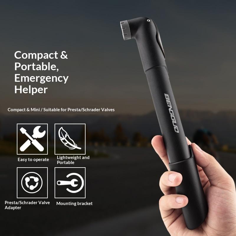 BENGGUO BG-1689 Portable Bike Pump Foldable Telescopic Mini Air Pump for Mountain Road Bike Tire Inflation High Pressure 130PSI