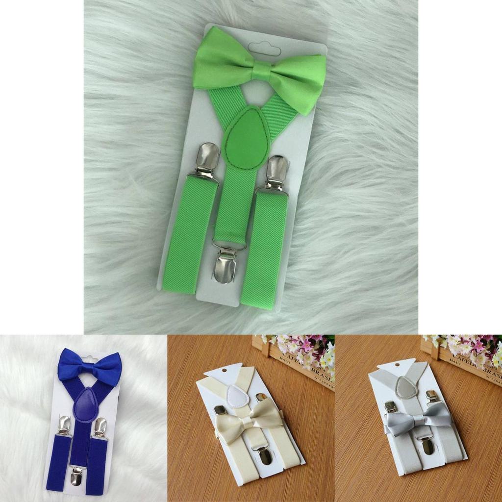 Elegante Set di Bretelle Elastiche e Papillon per Bambini e Bambine in Diversi Colori