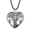 Caduceus Medical Symbol Pendant Necklace Doctor Nurse Gift With 45cm Leather Chain
