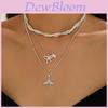 Butterfly Bow Pendant Necklace With Artificial Pearl Multilayer Chain For Women And Men