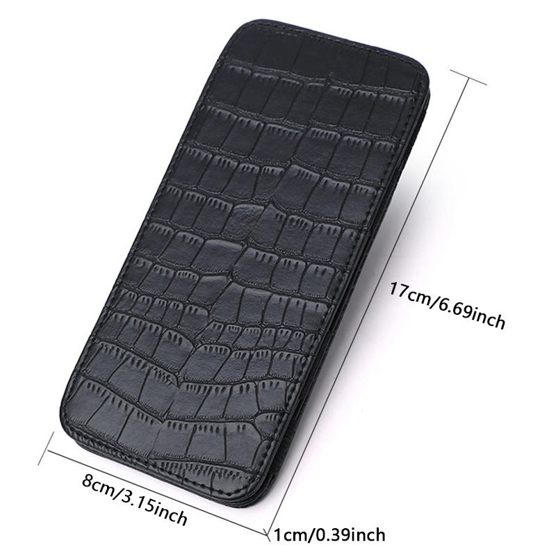 Long Crocodile Print Money Clip Men Multicard Slot Pu Leather Card Case Travel Document Organization Solid Color Women'S Wallet