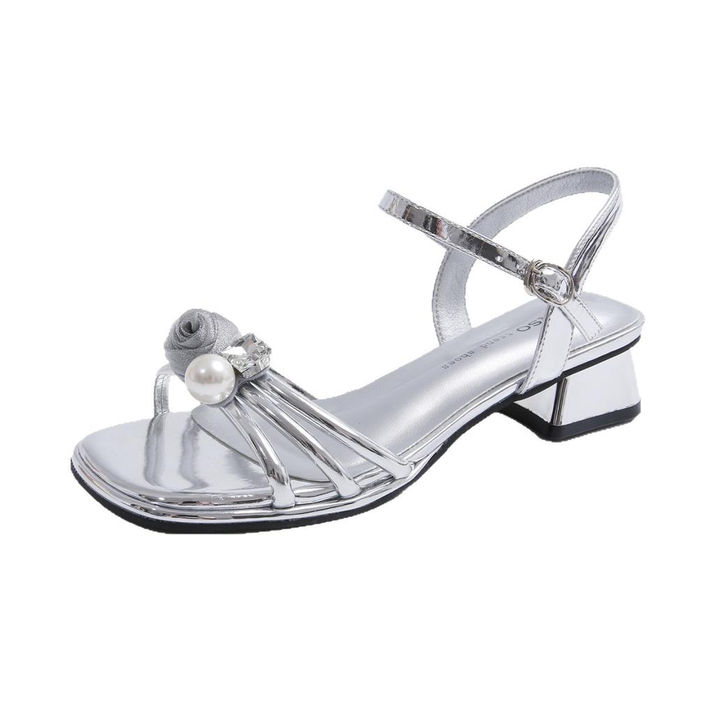 Fashion 2025 New Style Fashionable Sandals Soft-soled Comfortable Women's Shoes Open-toe Roman Shoes Non-tiring Mid-heel Sandals
