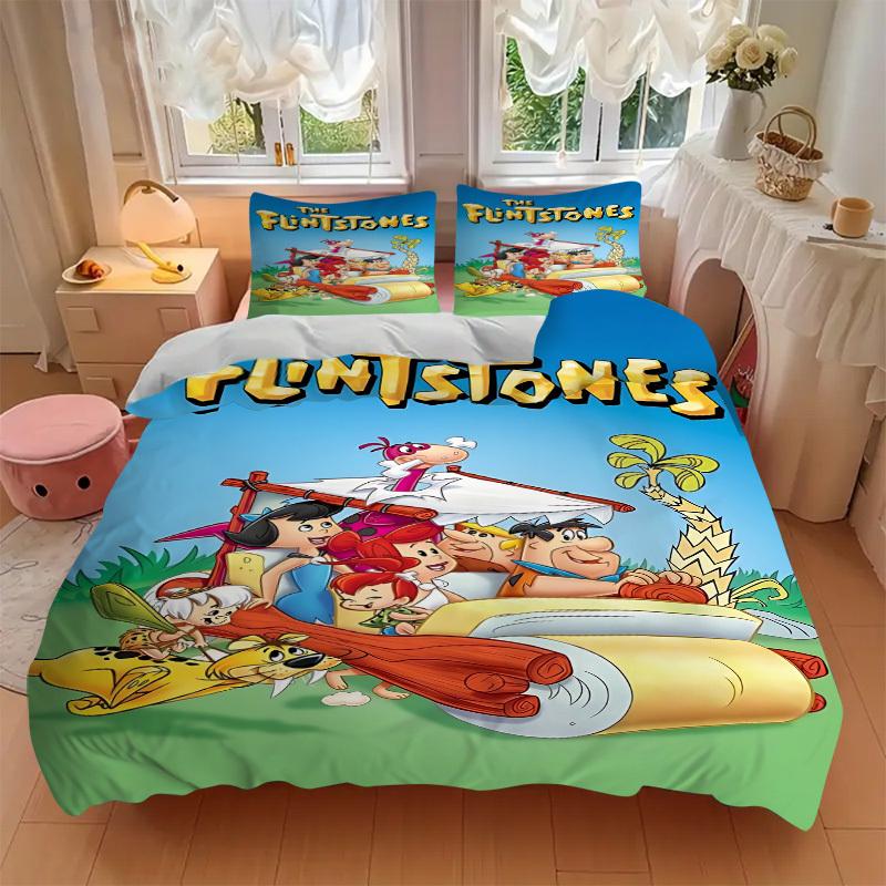 3pcs The Flintstones Duvet Cover Set, 1 Duvet Cover + 2 Pillowcases (No Insert), High-Definition Print, Home & Dorm Set yy251208095