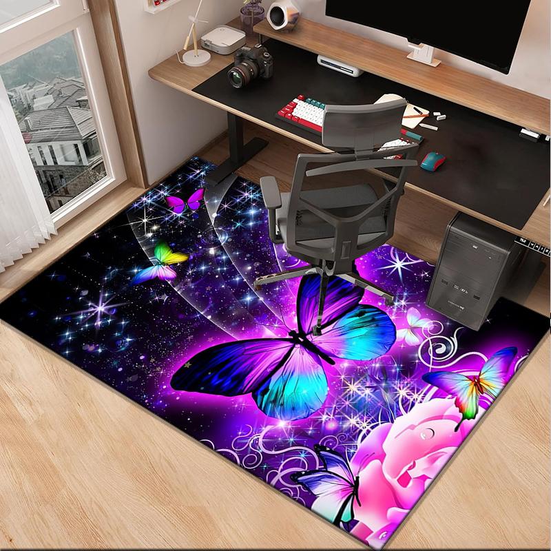 Neon Butterfly Dreamscape Office Rug Chair Mat, Entryway Carpet, Suitable for Front Door, Bedroom, Living Room, Desk, Holiday Gift