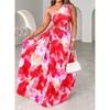 Fashion Print One Shoulder Sleeveless Dress Printed One Shoulder Sleeveless Dress
