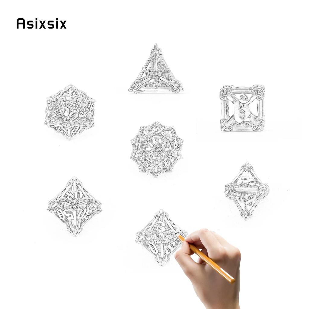 7 bucăți de zaruri din metal cu frunze roșii aurii, cu flori, set de zaruri poliedrice din metal gol, potrivit pentru jocuri de rol RPG, joc de cărți