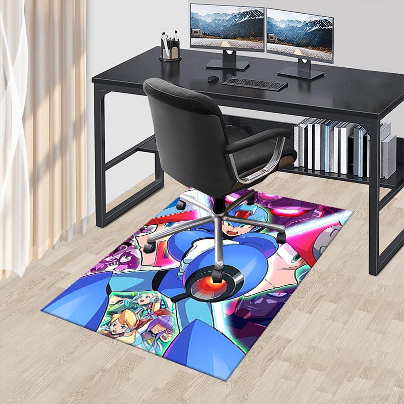 

1pc Mega Man Anime Cartoon Design Office Chair Mat Non-Slip Carpet for Home Decor, Suitable for All Seasons, Ideal as a Gift for Fans.Y032 60cm by 90cm