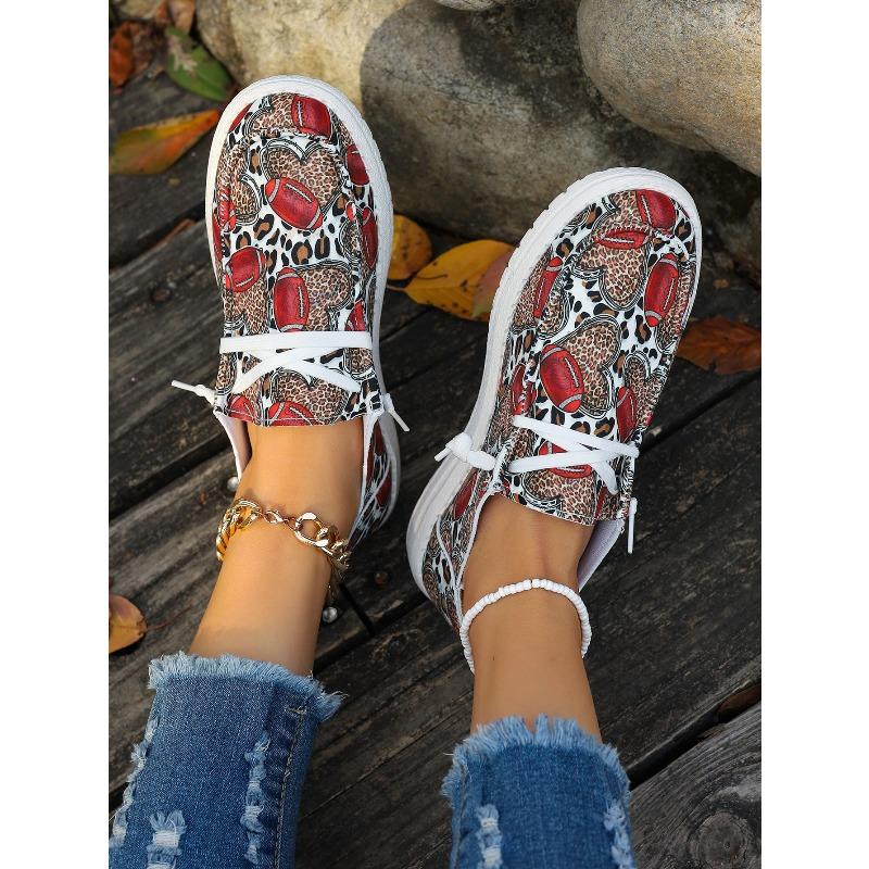 Foreign Trade Large Size New Flat-bottom Printed Canvas Shoes Comfortable Round Head Fashion Casual Shoes