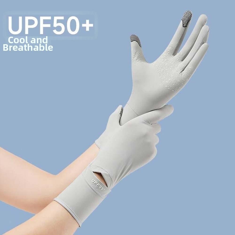Solid Color Women Sunscreen Gloves Thin Summer Driving Mittens Ice Silk Riding Gloves  Outdoor