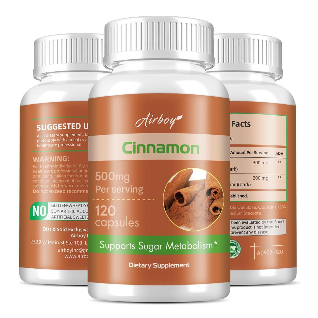 High Purity Cinnamon Capsules, 500mg Natural Cinnamon Extract, Nutritional Supplement