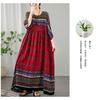 Vintage Vacation Style Travel Plus Plus Cover Flesh Thin Round Neck Long Skirt