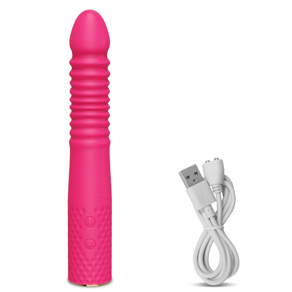 Realistischer Stoßdildo-Vibrator für Frauen, automatische Teleskop-Sexmaschine, G-Punkt-, Klitoris- und Analstimulation, Sexspielzeug für Erwachsene ab 18 Jahren