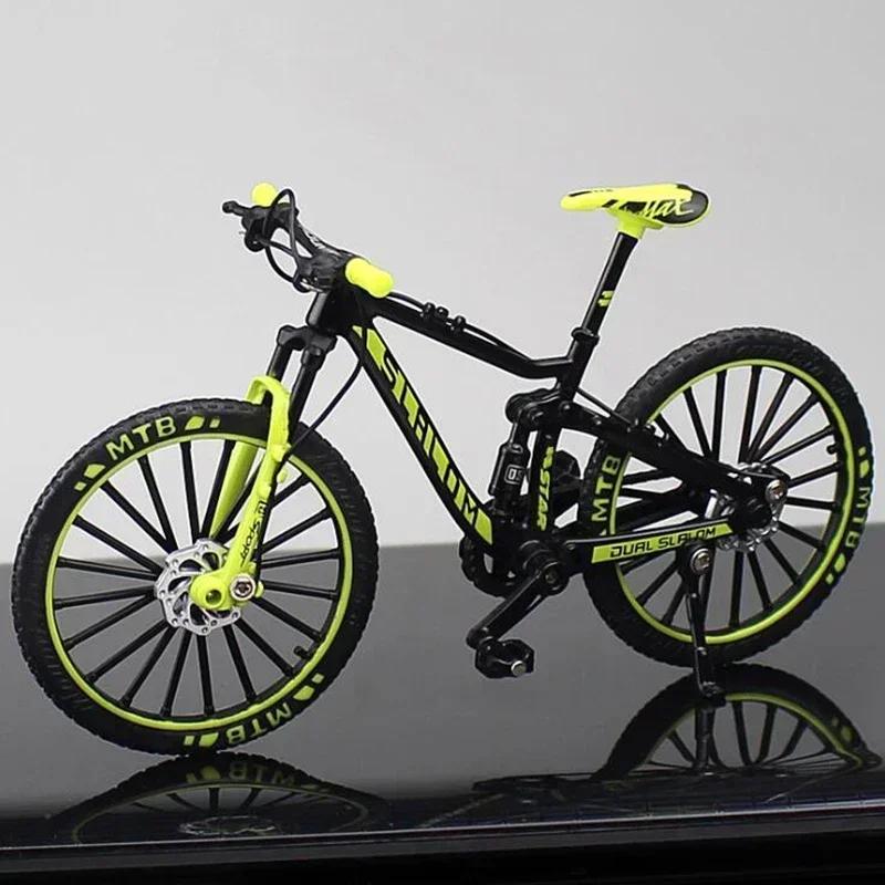 1:10 Mini Alloy Mountain Bike Model Diecast Metal Finger Racing Bicycle Folded Cycling Ornaments Collection Playthings for Kids Gifts