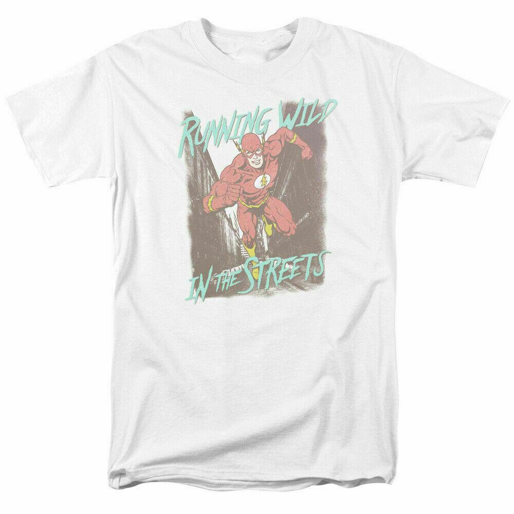 The Flash Running Wild In The Streets T Shirt Licensed Comic Book Tee White XXXXL