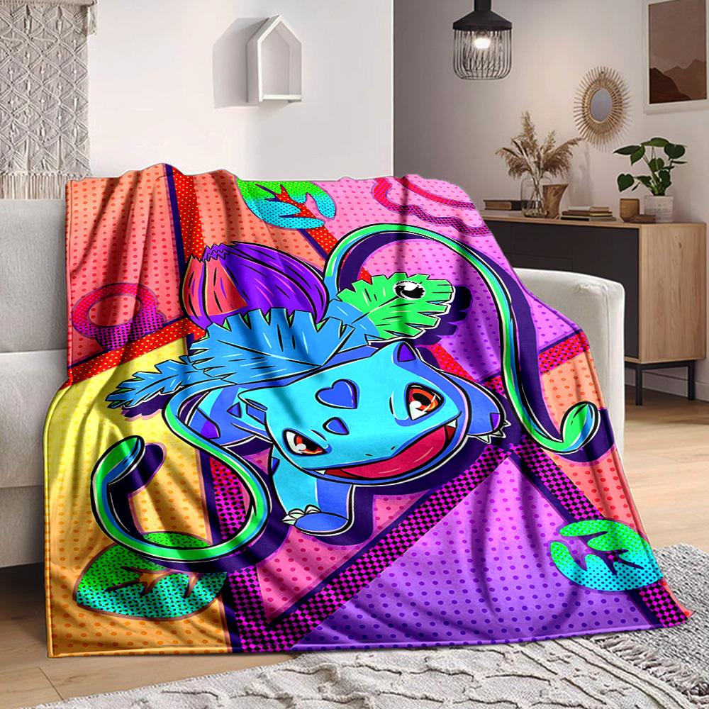 1pc Bulbasaur, Pokémon Blanket Soft All Season Throw with Vibrant Design, Perfect for Home, Travel, and Gifts, Ideal for Naps and Camping