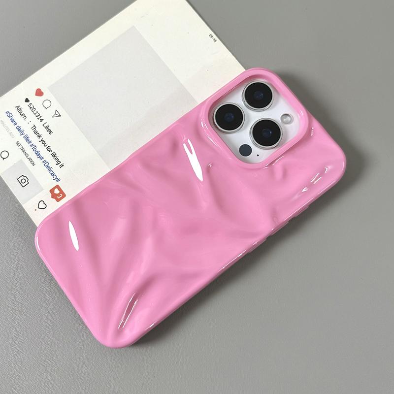 Fashion Ripple Texture Glossy Case For iPhone 11 12 13 14 15 Plus 16 Pro Max Soft TPU Wrinkles Phone Back Cover