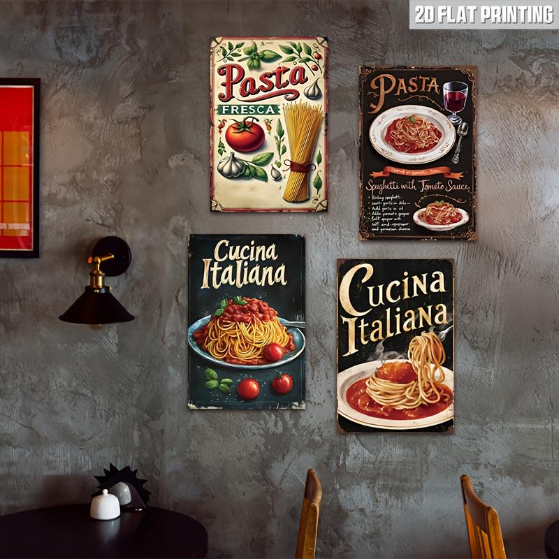 Hisun Tin Sign Vintage Cucina Italiana Pasta Metal Tin Sign Retro Italian Food Wall Art Decor for Kitchen Restaurant Diner Rustic Iron Painting