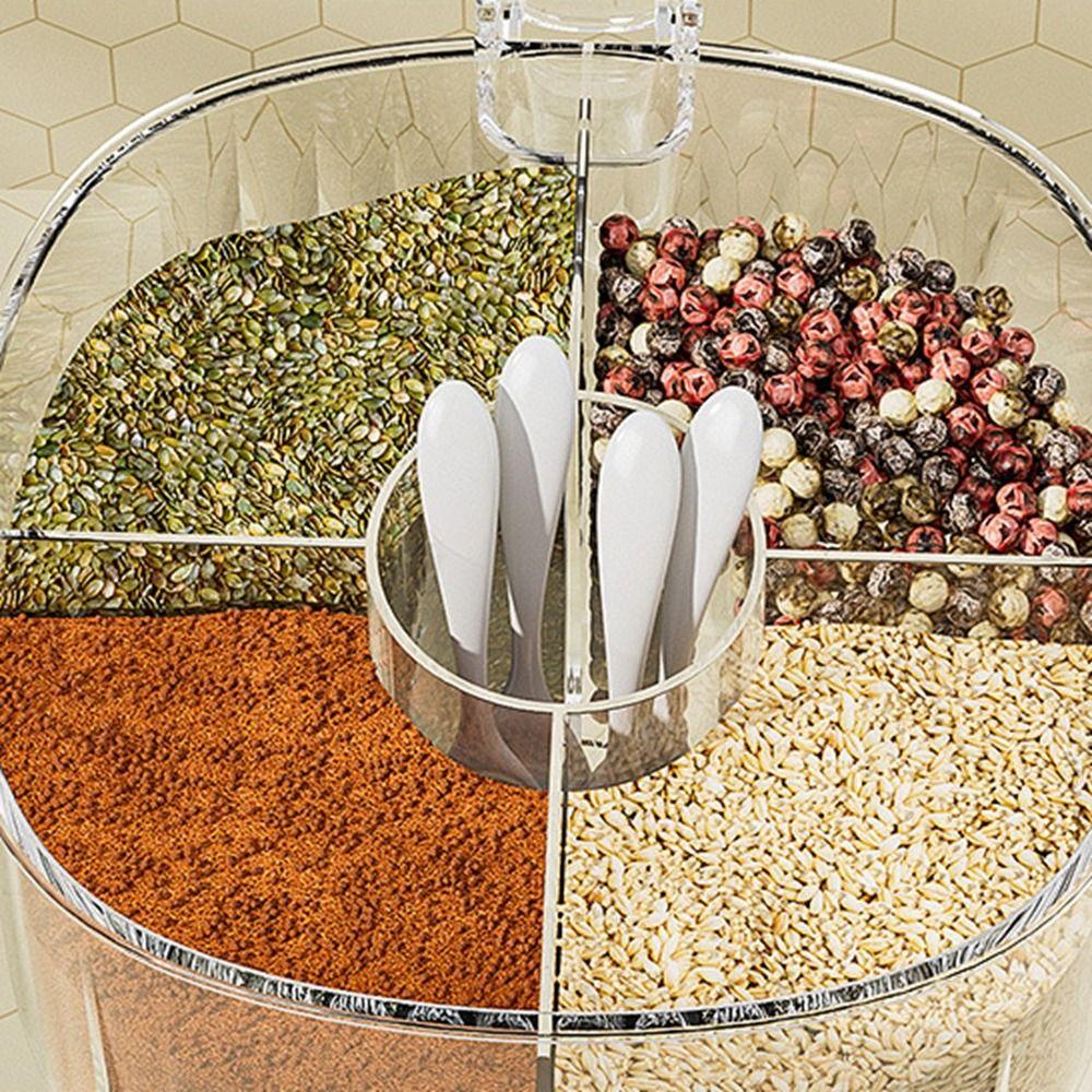 Sealed 4-compartment Seasoning Box Plastic Condiment Jar Durable Spice Storage Box  for Home