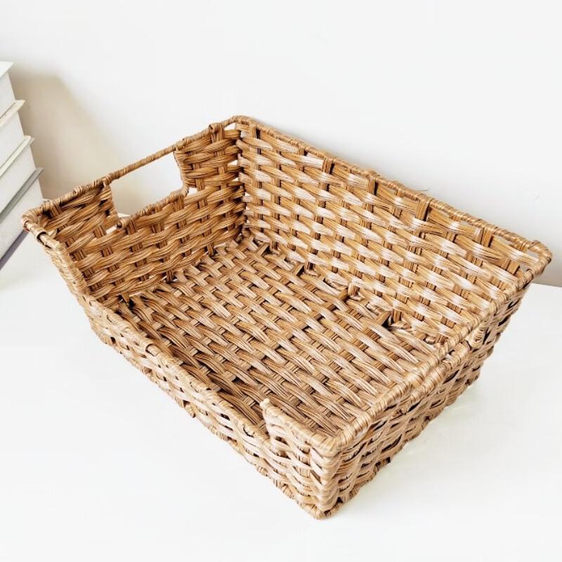 Simple Rectangular Imitation Rattan Storage Basket