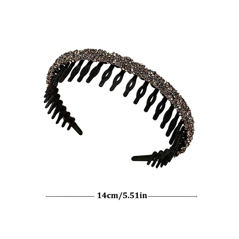 Mode Beflockung Acryl Strass Lünette Haarreifen für Frauen Damen Einfarbig Gezahnt Rutschfest Stirnband Haarband Haarschmuck