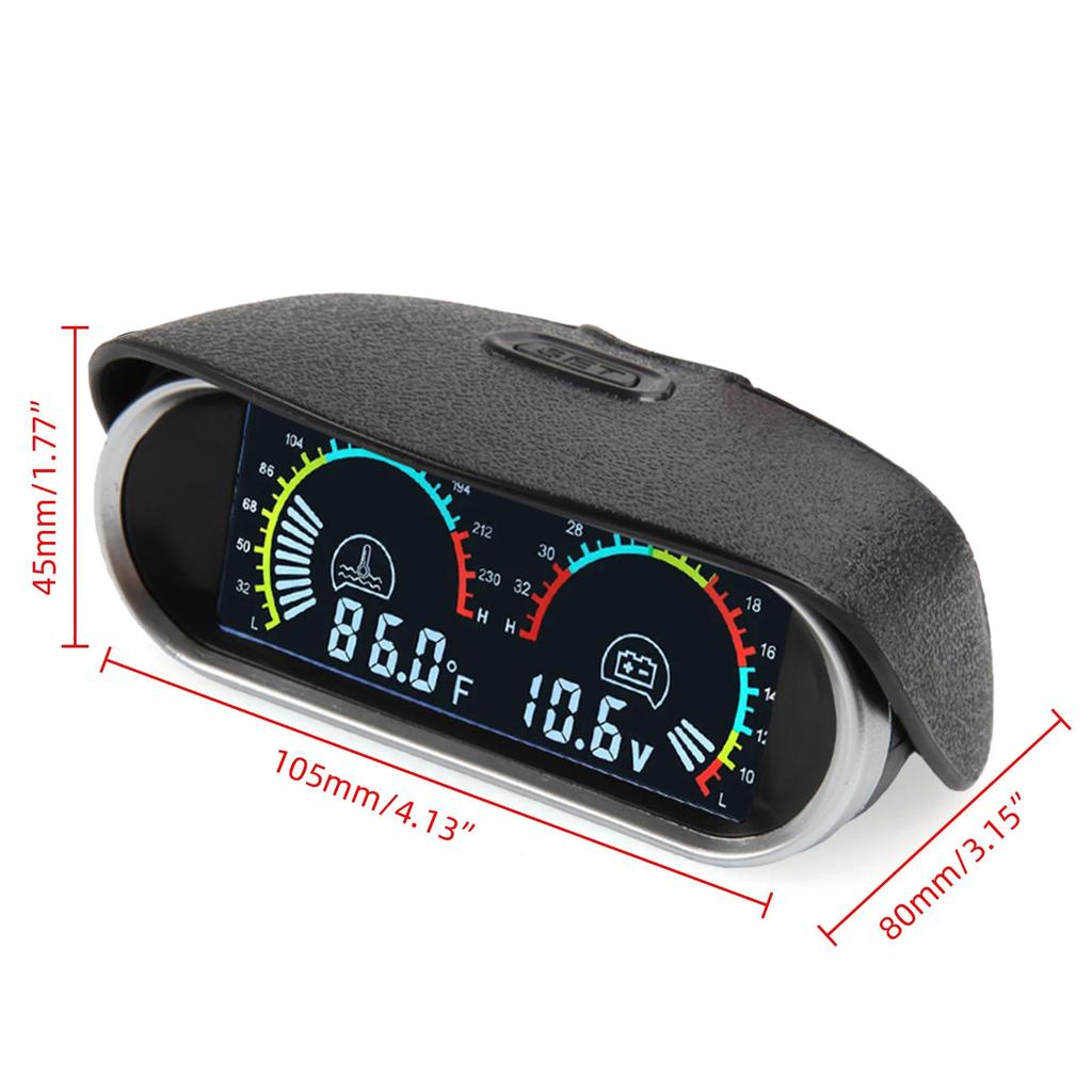 12V Car 2 In 1 LCD Gauge Voltmeter+Water Temperature Meter With 1/8 NPT Temp Sensor Water Temp Gauge for Auto Truck