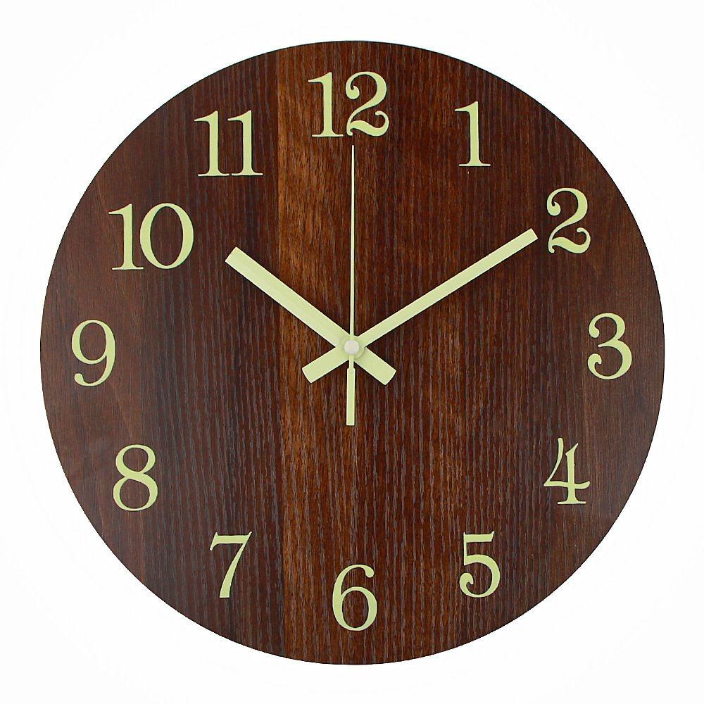 Wood Wood Wall Clock Quartz Movement Wall Hanging Clock Retro Style Rustic Wall Clock for Office