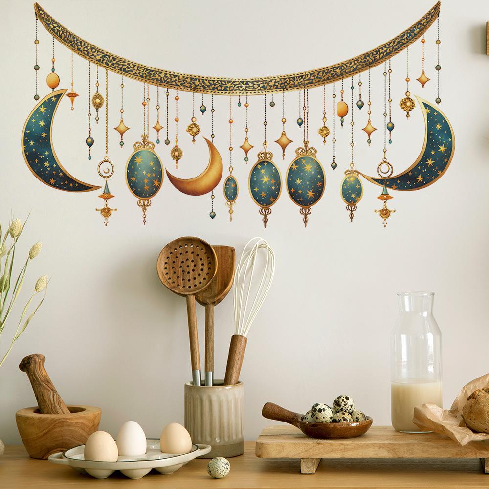 Alaba Festival Chandelier Star Moon Wall Sticker Home Mall Decorative Sticker Can Be Customized Pvc Self Adhesive