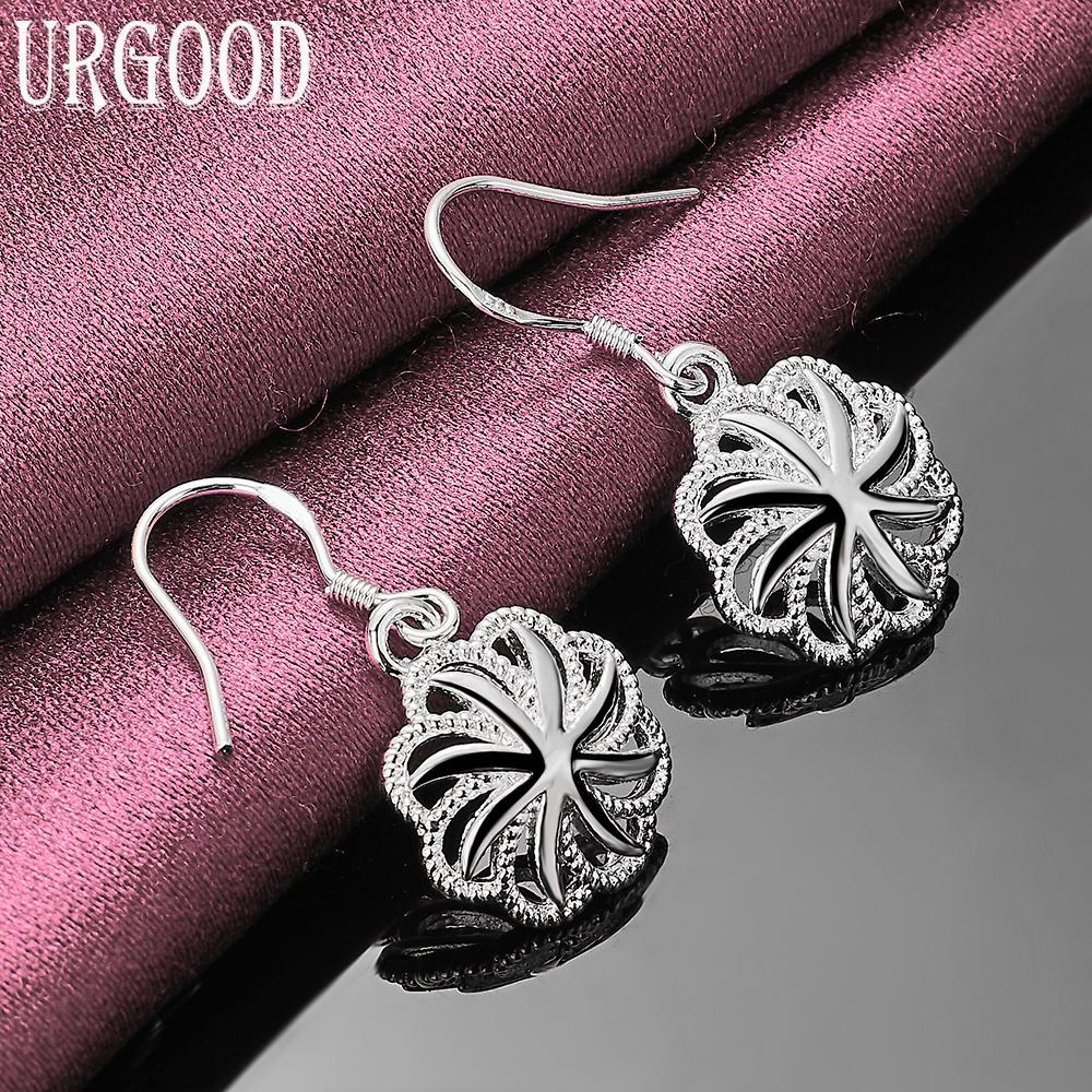 925 Sterling Silver Wedding Jewelry Flower Pendant Earrings