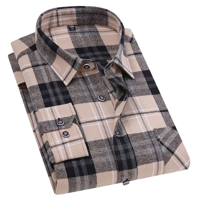 Pure Cotton Men's Plaid Shirt Long Sleeve Regular Fit Men Casual Oversized Shirt Leisure Autumn Male Blouse New Plus Size 11XL