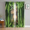 Green Bamboo Zen Plant Tulle Curtains Modern Chiffon Sheer for Living Room Bedroom Kitchen
