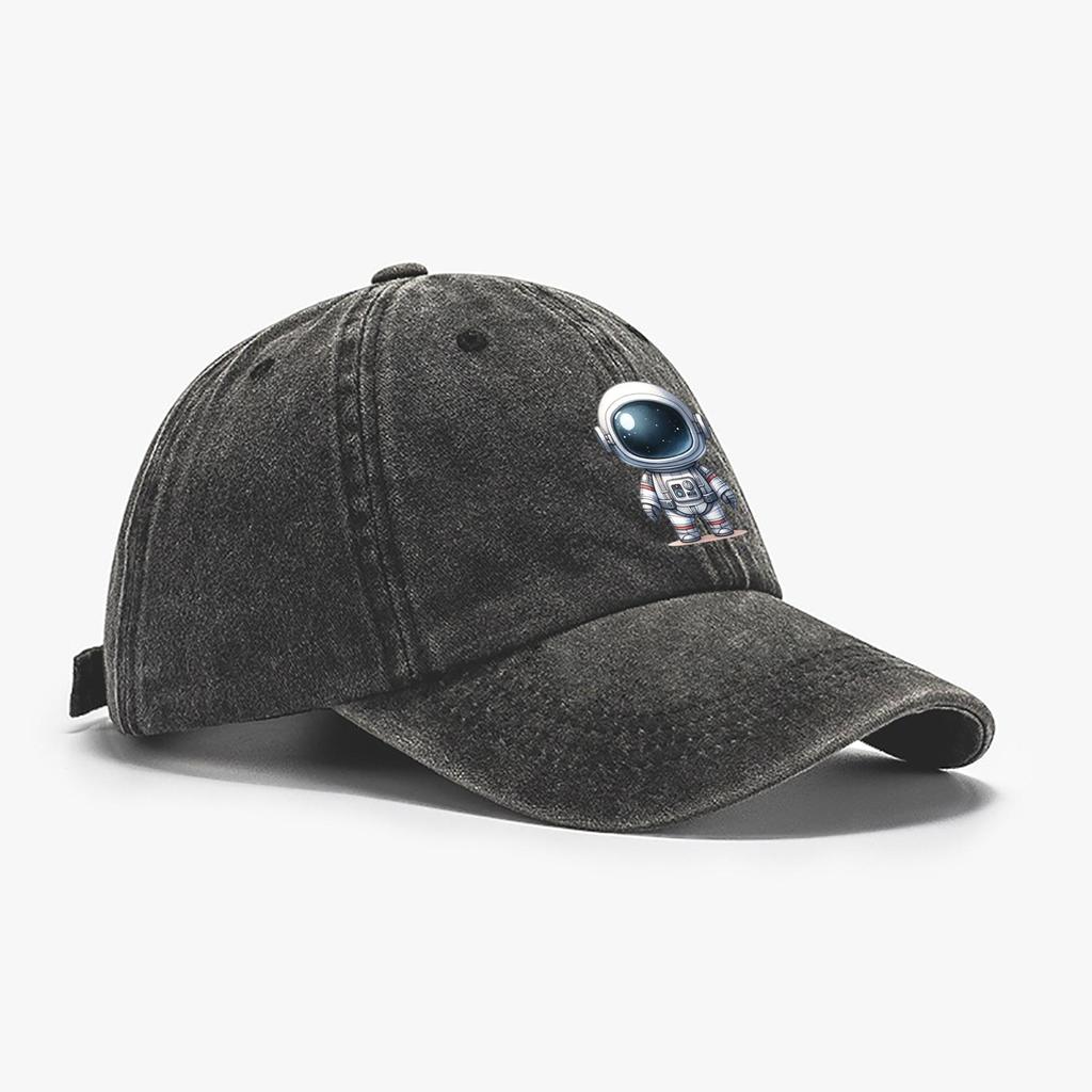 Chic Astronaut Print Women's Baseball Cap, Adjustable Non-Elastic Breathable Fashionable Snap Closure