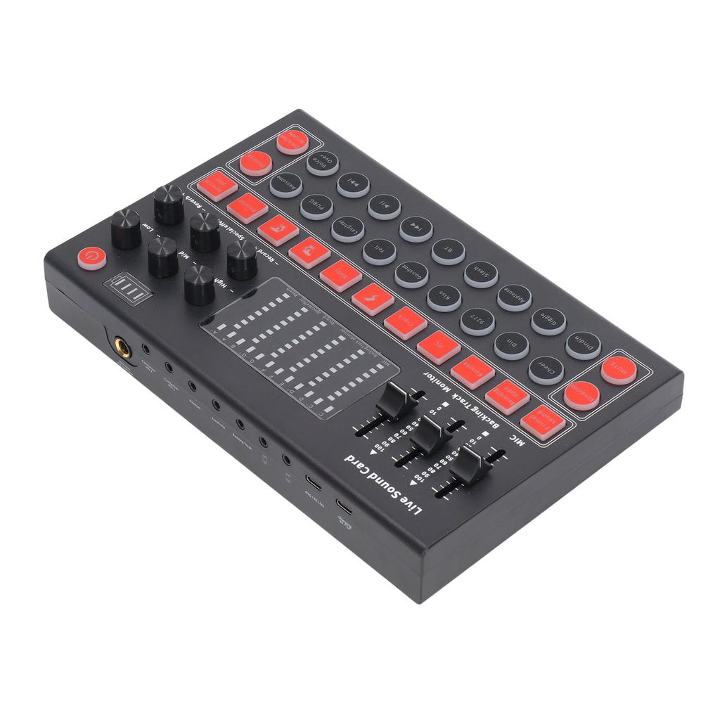 Voice Changer Sound Board LED Display Noise Reduction Bluetooth Dual Channel Live Sound Card for Recording