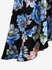 Rosegal Sukienka Casualowa A-Line w Dużym Rozmiarze z Kolorowym Nadrukiem Kwiatowym, Kopertowym Dekoltem i Falbanami