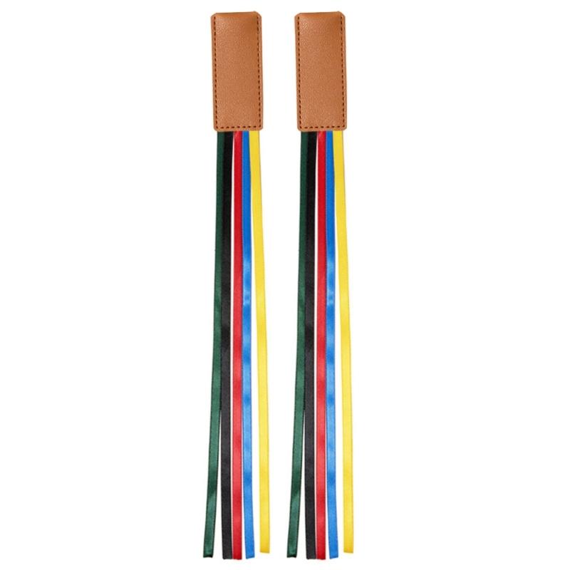 2 Pcs Book Markers with Colorful Ribbons PU Leather Reading Bookmarks Ribbon Page Markers for Book Lovers