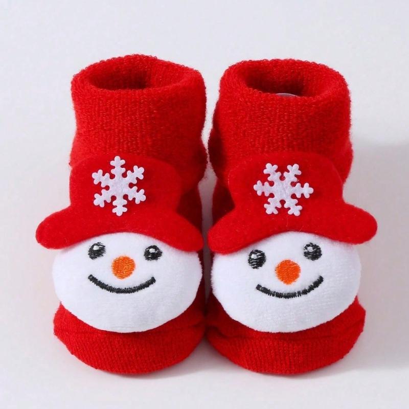 Terry Socks for Infants 0-12 Months Christmas Pattern Warm Cotton Socks Warm & Protective Socks for Indoor & Outdoor Use