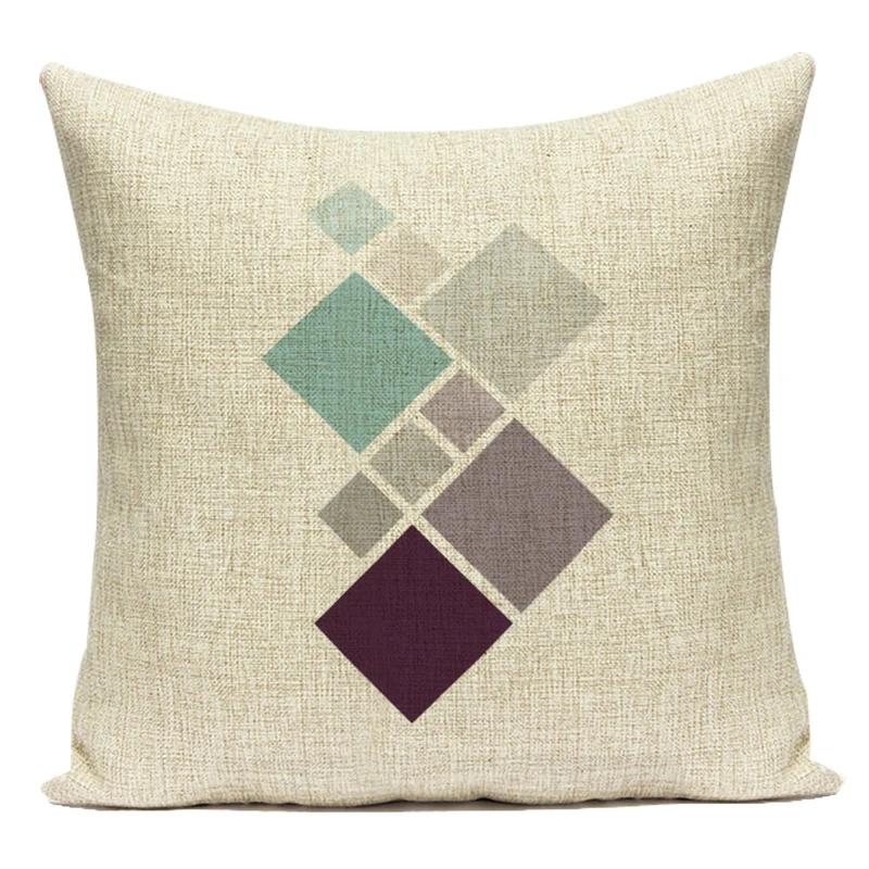 Decorative Throw Pillows Case Simply Green Geometric Polyester Sofa Cushion Cover For Living Room Home Decoration