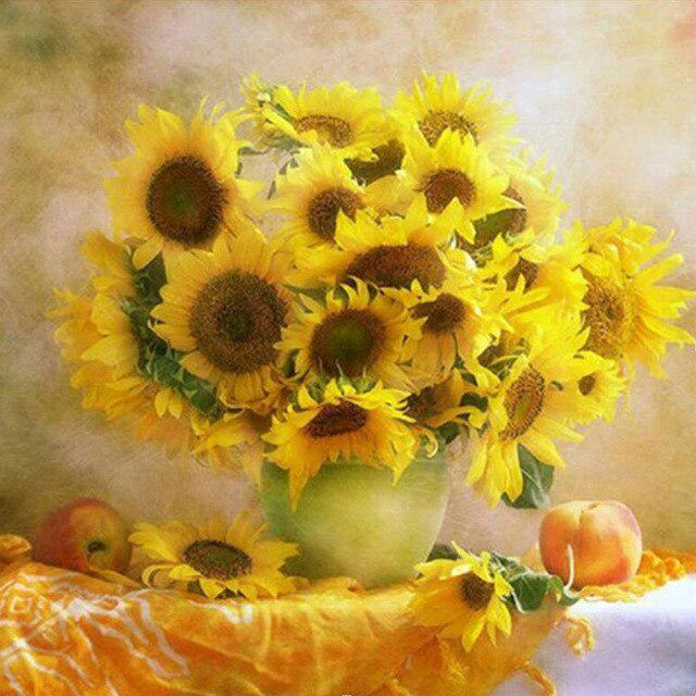 DIY 5D Diamond Painting Flower Sunflower Diamonds Embroidery Full Round Drill Mosaic Flowers